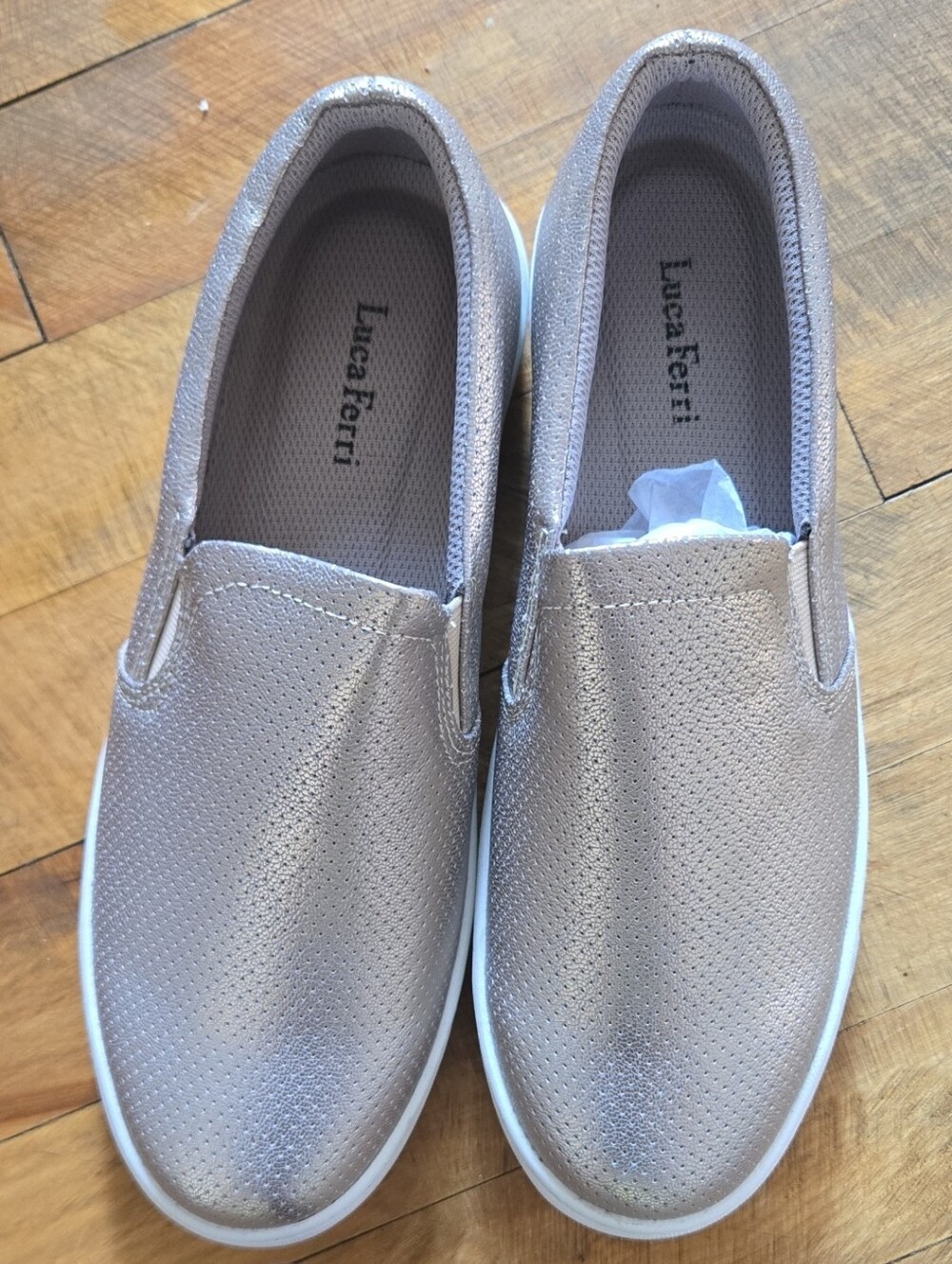 LucaFerrì Metallic Slip-On Sneakers in Rose Gold NEVER WORN